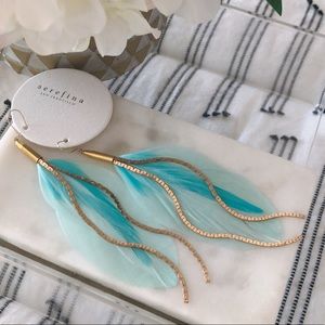NWT Anthropologie Vintage Chain & Feather Earrings